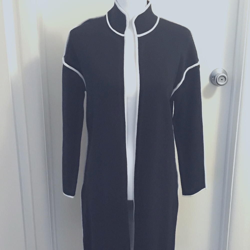 Duster Coat Black and white knit Marla Wynne new with tags
